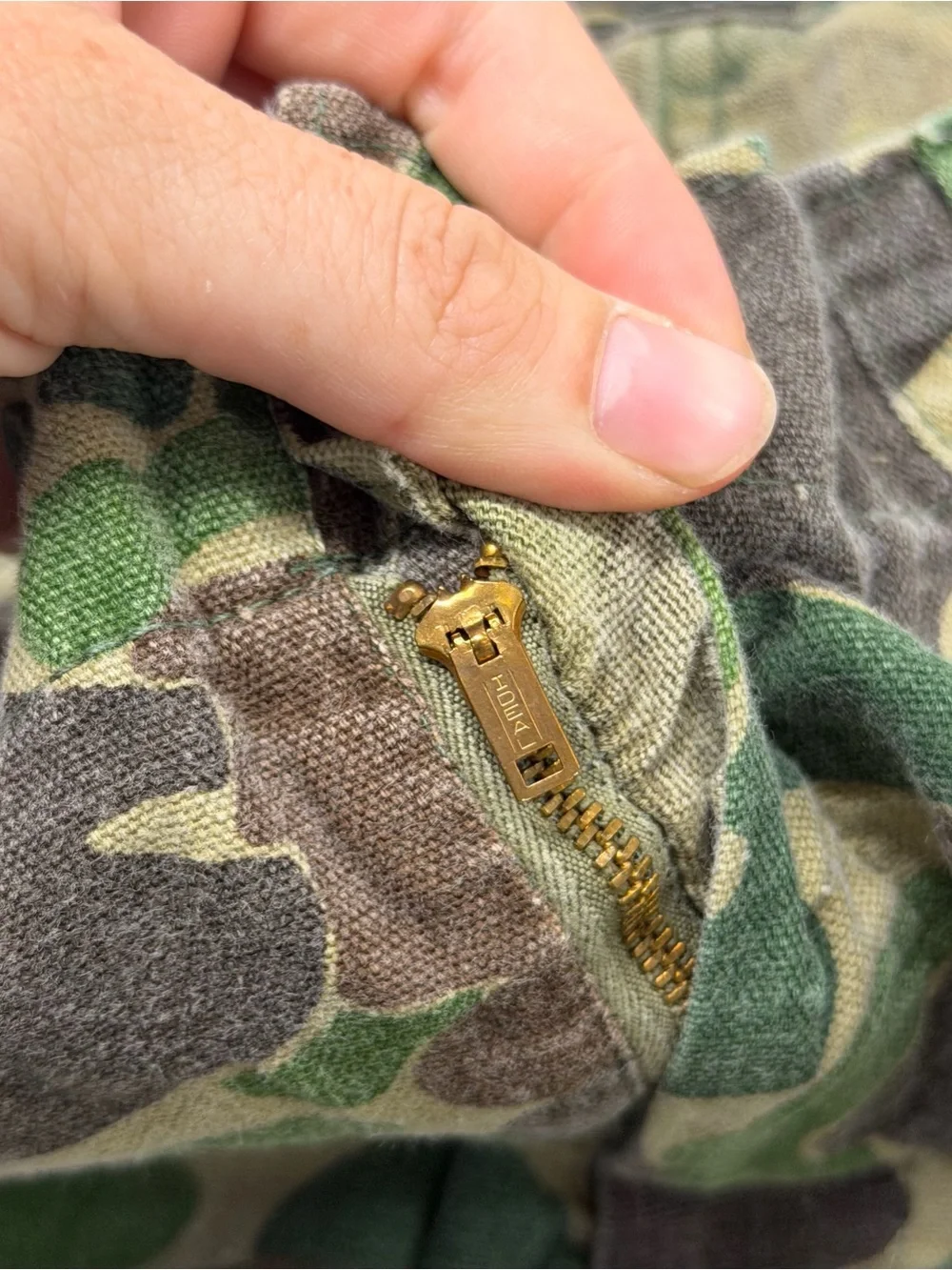 Vintage 60s 70s Duck Hunter Camo Pants Ideal Zip Frogskin Hunting 33x29